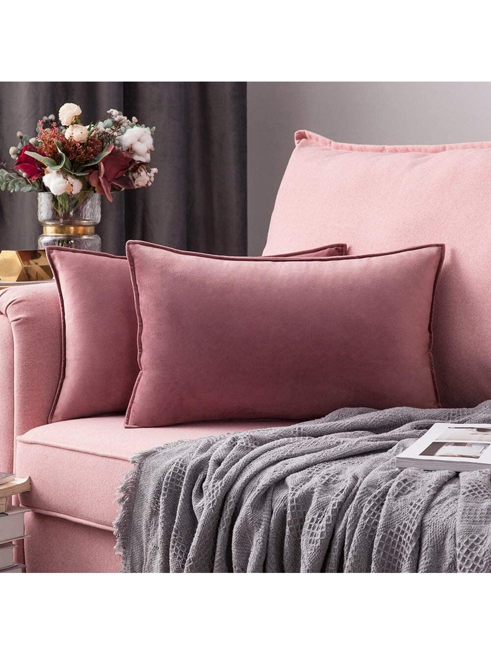 1pc Velvet Piping Decor Pillow Cover Square Cushion Case For Sofa Bedroom Car 18x 18 Inch 45x 45cm