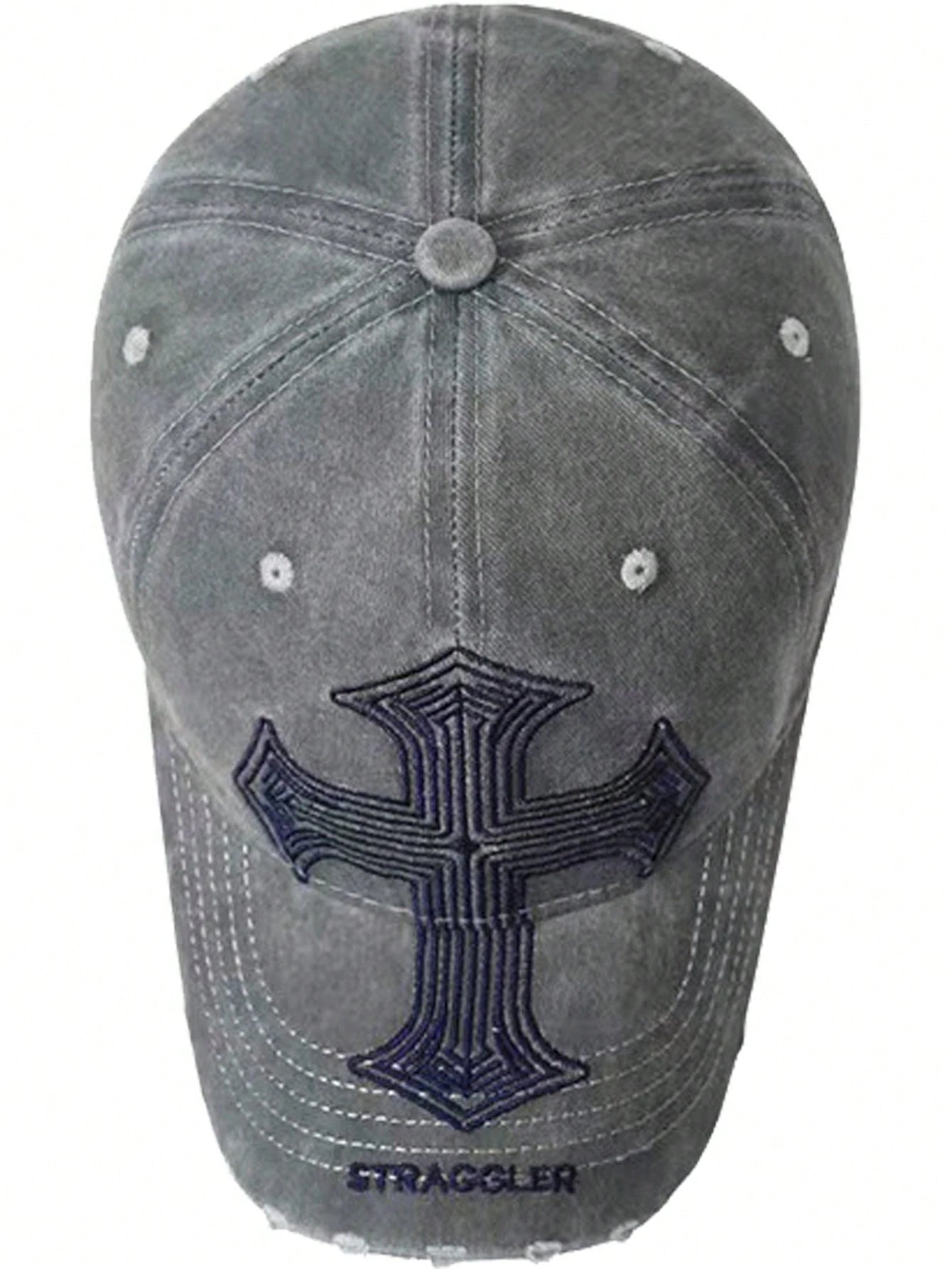 1pc Vintage Cross Embroidery Baseball Cap For Women, Retro Y2K Style Versatile Duck Bill Hat, American Heavy-Duty Distressed Personalized Soft Crown Hat For Men, Washed Ripped Soft Crown Face-Slimming
