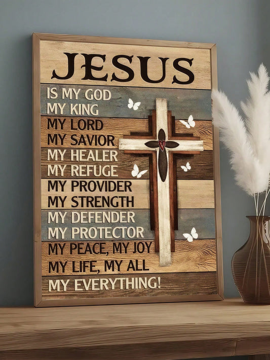 1pc Vintage Jesus Is My Everything Print, Christian Religion Art,Suitable For Bedroom,Living Room,Kitchen,Office Decor, Dormitory Wall Arts, Wall Decor, Home Decor, Room Decor, Canvas Wall Art, Poster