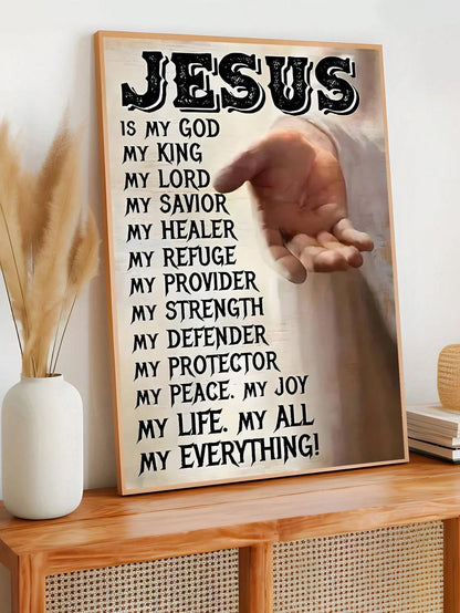 1pc Vintage Jesus Is My Everything Print, Christian Religion Art,Suitable For Bedroom,Living Room,Kitchen,Office Decor, Dormitory Wall Arts, Wall Decor, Home Decor, Room Decor, Canvas Wall Art, Poster