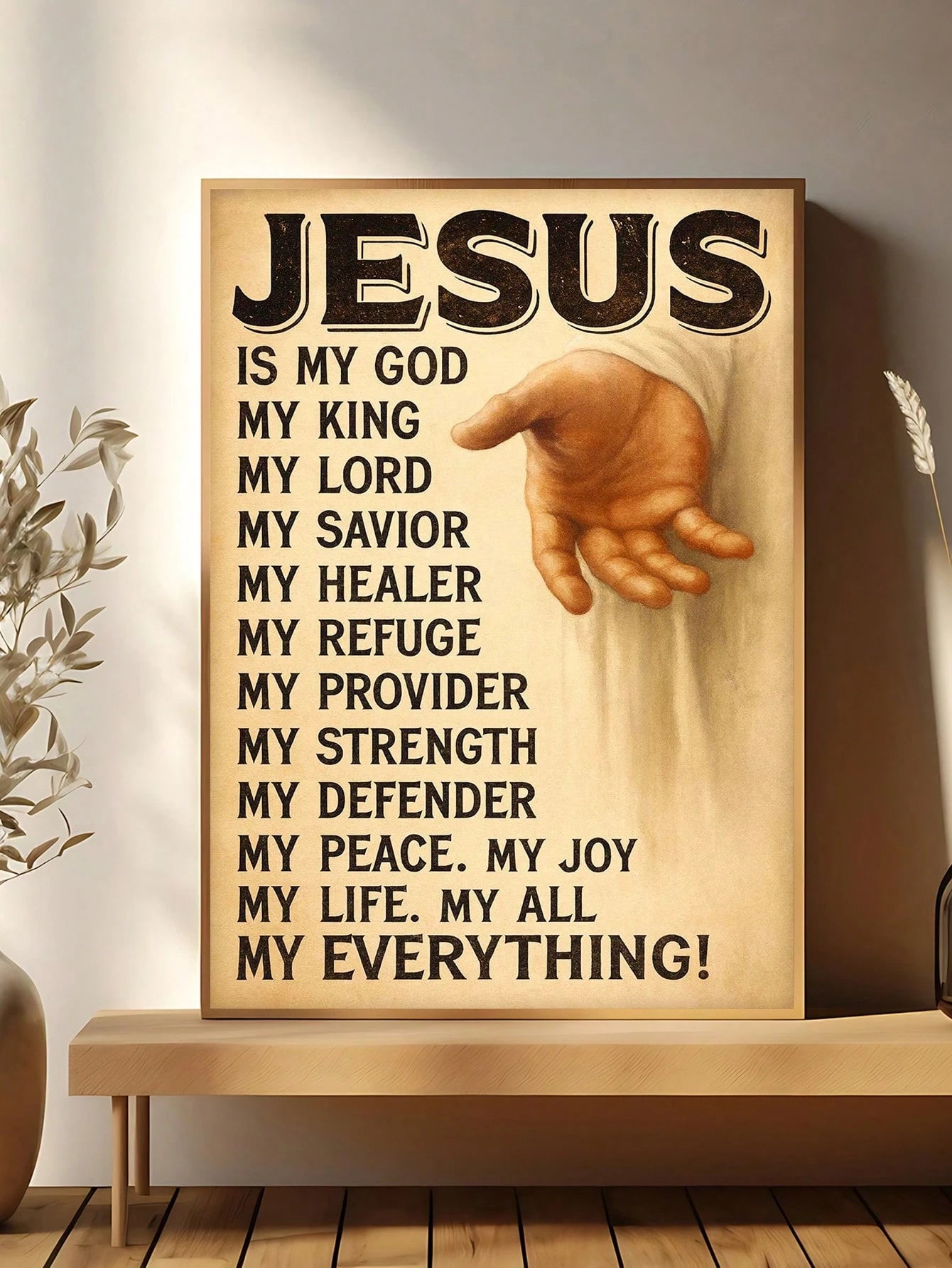 1pc Vintage Jesus Is My Everything Print, Christian Religion Art,Suitable For Bedroom,Living Room,Kitchen,Office Decor, Dormitory Wall Arts, Wall Decor, Home Decor, Room Decor, Canvas Wall Art, Poster