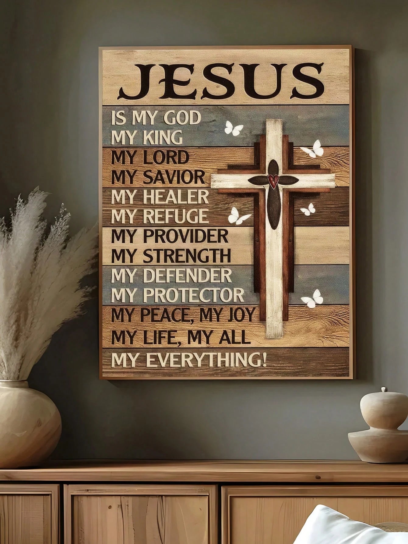1pc Vintage Jesus Is My Everything Print, Christian Religion Art,Suitable For Bedroom,Living Room,Kitchen,Office Decor, Dormitory Wall Arts, Wall Decor, Home Decor, Room Decor, Canvas Wall Art, Poster