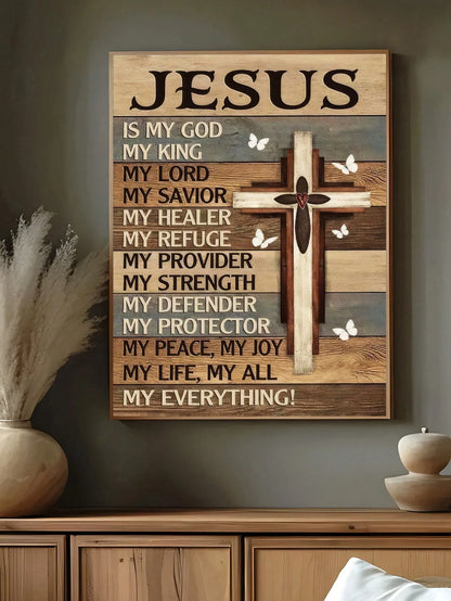 1pc Vintage Jesus Is My Everything Print, Christian Religion Art,Suitable For Bedroom,Living Room,Kitchen,Office Decor, Dormitory Wall Arts, Wall Decor, Home Decor, Room Decor, Canvas Wall Art, Poster