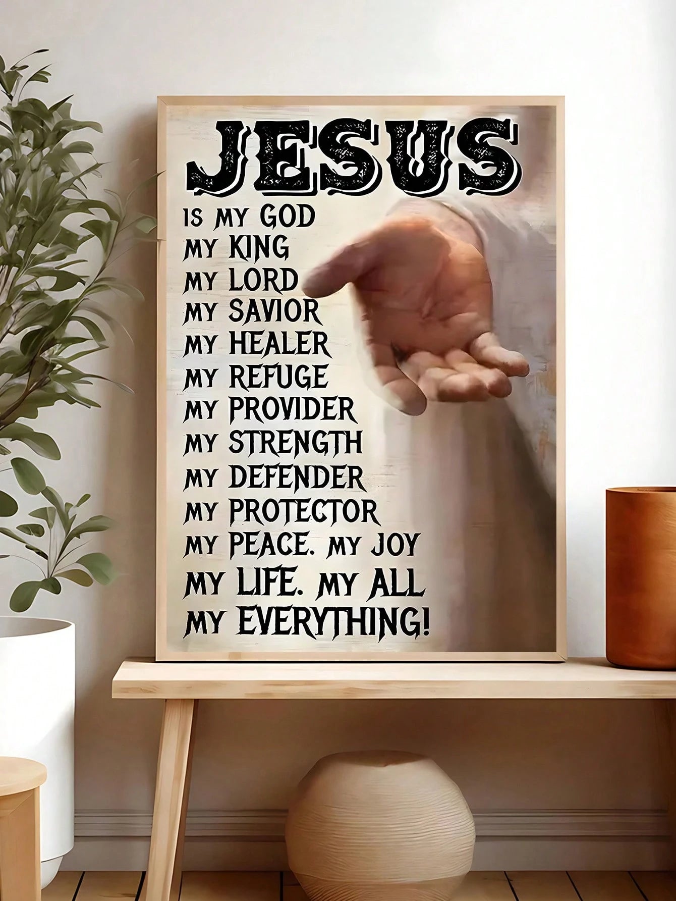 1pc Vintage Jesus Is My Everything Print, Christian Religion Art,Suitable For Bedroom,Living Room,Kitchen,Office Decor, Dormitory Wall Arts, Wall Decor, Home Decor, Room Decor, Canvas Wall Art, Poster