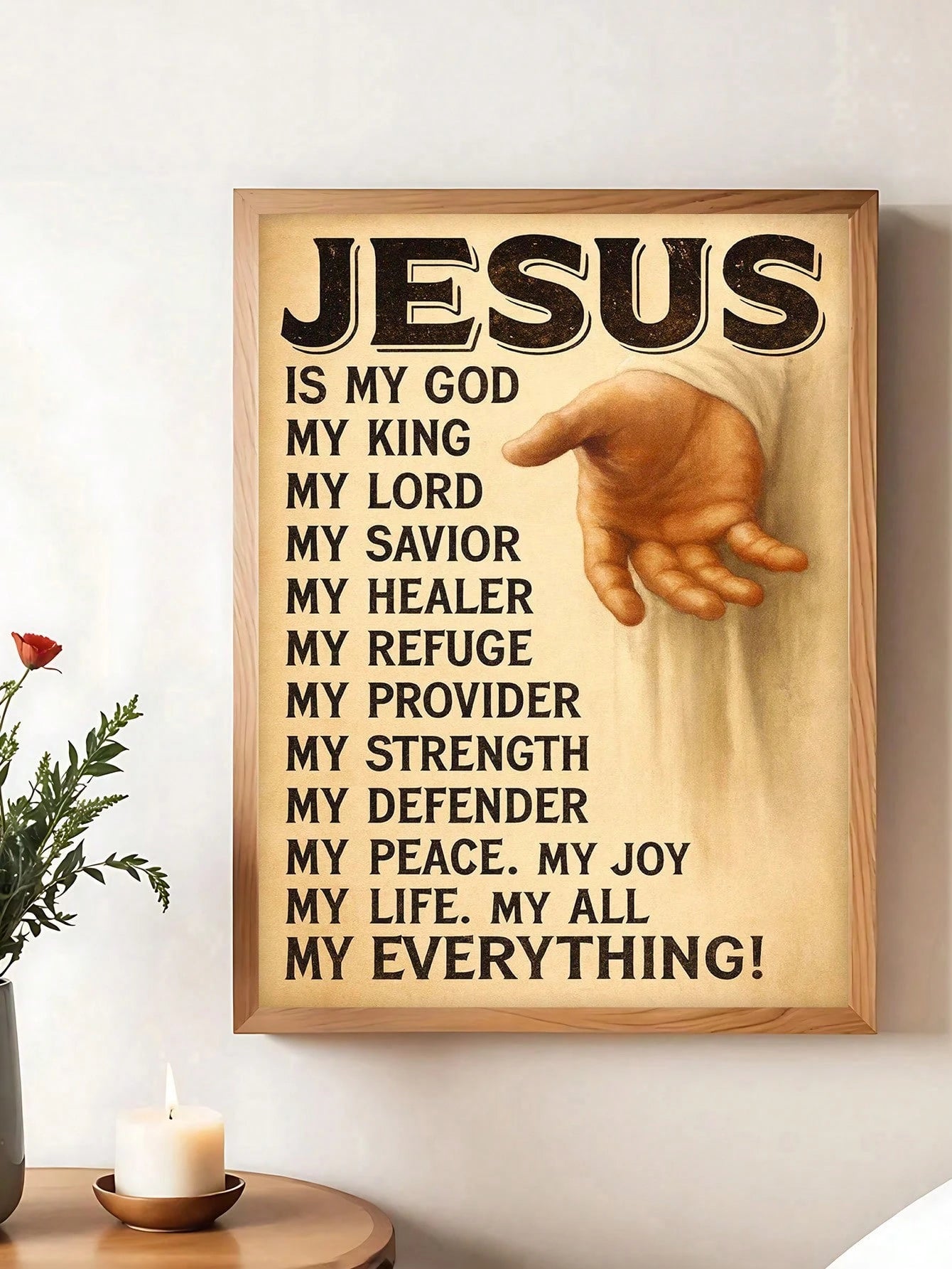1pc Vintage Jesus Is My Everything Print, Christian Religion Art,Suitable For Bedroom,Living Room,Kitchen,Office Decor, Dormitory Wall Arts, Wall Decor, Home Decor, Room Decor, Canvas Wall Art, Poster