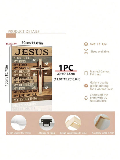 1pc Vintage Jesus Is My Everything Print, Christian Religion Art,Suitable For Bedroom,Living Room,Kitchen,Office Decor, Dormitory Wall Arts, Wall Decor, Home Decor, Room Decor, Canvas Wall Art, Poster