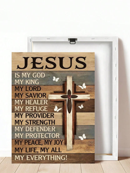 1pc Vintage Jesus Is My Everything Print, Christian Religion Art,Suitable For Bedroom,Living Room,Kitchen,Office Decor, Dormitory Wall Arts, Wall Decor, Home Decor, Room Decor, Canvas Wall Art, Poster