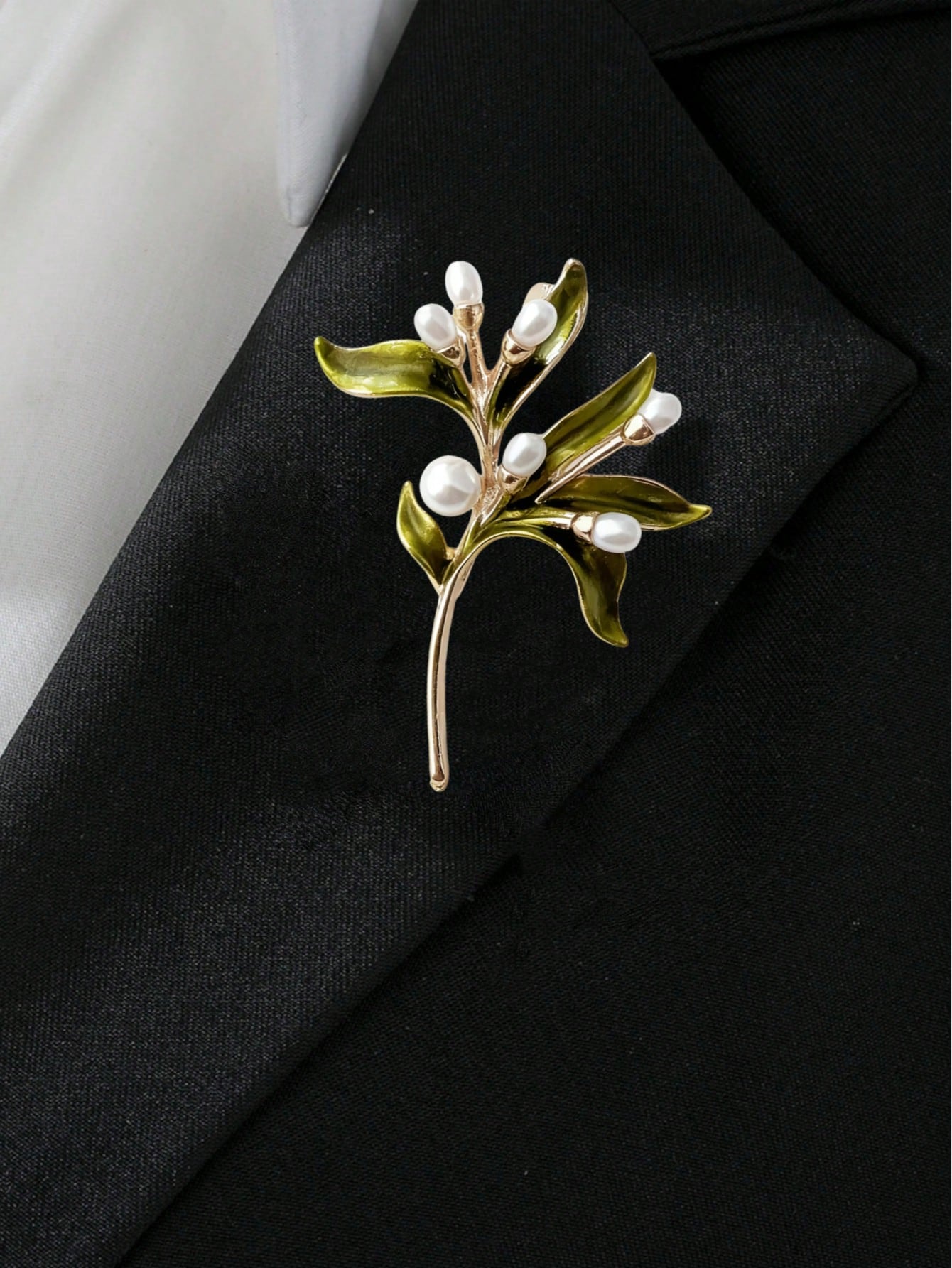 1pc Vintage Luxury Olive Branch Floral Brooch, Suitable For Coats, Shirts, Hats, Bags, Wedding Corsage Christmas Gift