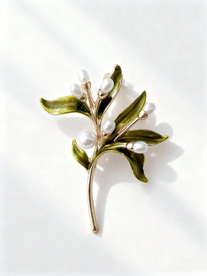 1pc Vintage Luxury Olive Branch Floral Brooch, Suitable For Coats, Shirts, Hats, Bags, Wedding Corsage Christmas Gift