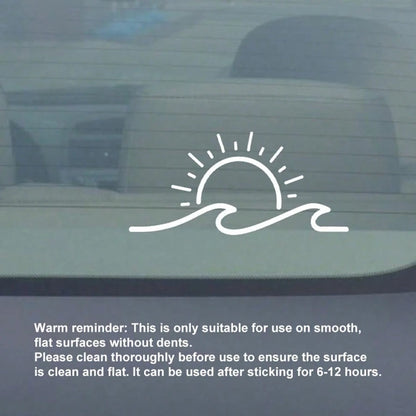 1pc White 30*15cm Sun Wave Car Window Bumper Sticker, Suitable For Car Window, Laptop, Bicycle, Cute Sun Flower Decor For Rearview Mirror, Car Accessories, Vinyl Sticker, DIY Waterproof Decoration