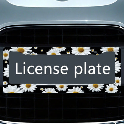 1pc White Daisy Metal License Plate Frame 12x6in, Elegant Frame With Mount Screws, Fits US & Global Vehicles, Easter Floral Car Decor Accessory,Car Cover,Car Must Haves,Gifts,Car Decor,Car Acessesorie