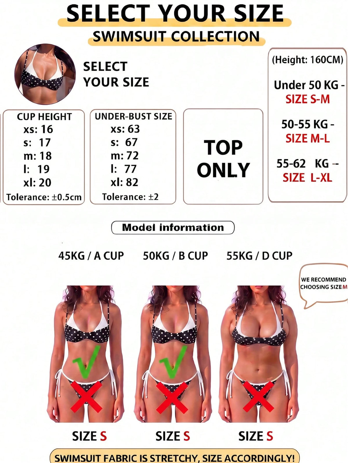 1pc Women's Polka Dot Bikini Top, Elegant Bohemian Style Beachwear, European Summer Beach Vacation