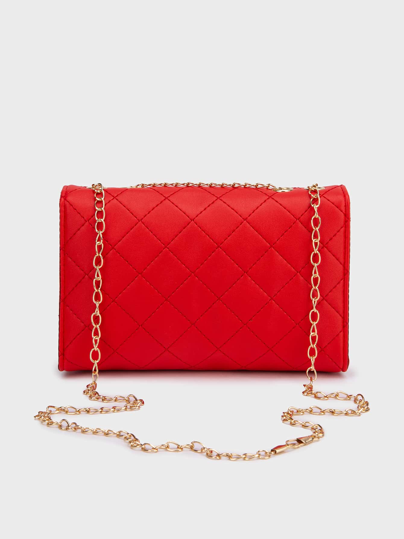 1pc Women White Diamond Grid Chain Strap Crossbody Bag, Fashionable Light-Weight Quilted Flap Shoulder Bag