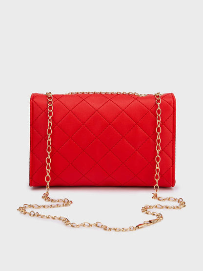 1pc Women White Diamond Grid Chain Strap Crossbody Bag, Fashionable Light-Weight Quilted Flap Shoulder Bag