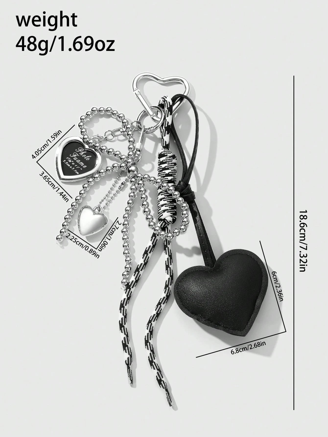 1pc Y2K Luxury Gothic Style Handmade Beaded Silver CCB Bow, Drip Oil Leather Heart Braided Rope Key Chain, Bag Pendant, Suitable For Women/Ladies Daily Wear, Holiday Gift Bridesmaid Gifts Bows