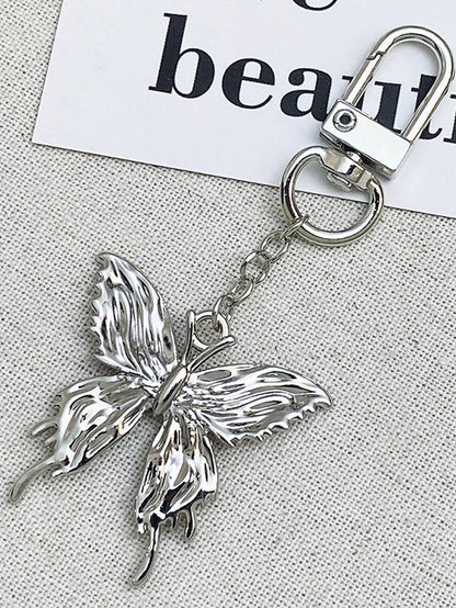 1pc Y2K Style Sweet & Cool Butterfly Keychain Creative Vertical Stripe Butterfly Couple & Best Friend Gift Bag Accessory Goth Leopard Print