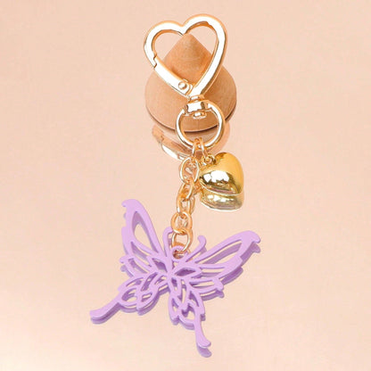 1pc Y2K Style Sweet & Cool Butterfly Keychain Creative Vertical Stripe Butterfly Couple & Best Friend Gift Bag Accessory Goth Leopard Print