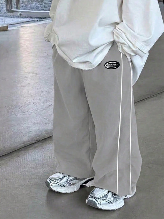 1pc Young Boys' Casual Sports Pants,White,Summer,Back-To-School,Straight Leg,Soft & Comfortable,Decorative Drawstring,Daily Wear,School,Outdoor,Sports