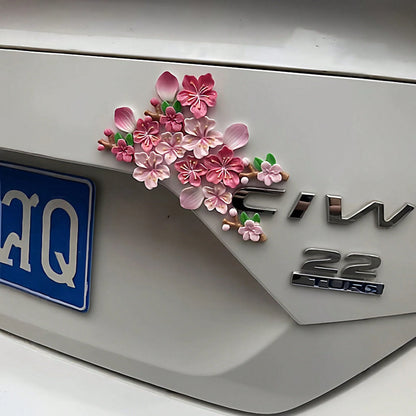 1PCS 3D Three-Dimensional Cherry Blossom Car Sticker To Cover Scratches, New Car Rear Decoration Ornament, DIY Decorative Sticker For Electric Vehicles
