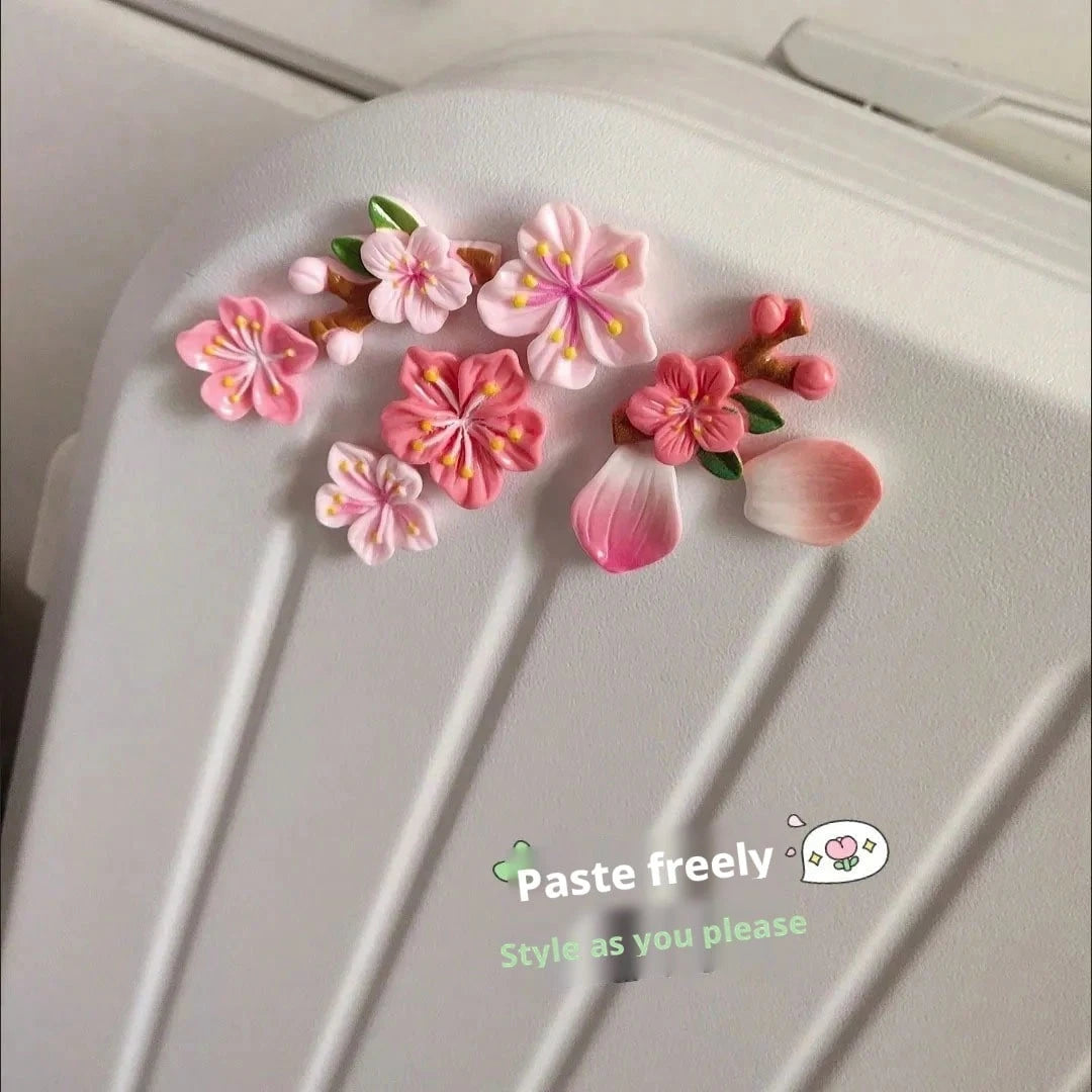 1PCS 3D Three-Dimensional Cherry Blossom Car Sticker To Cover Scratches, New Car Rear Decoration Ornament, DIY Decorative Sticker For Electric Vehicles