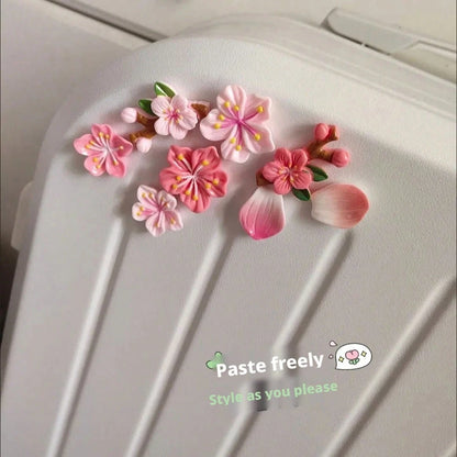 1PCS 3D Three-Dimensional Cherry Blossom Car Sticker To Cover Scratches, New Car Rear Decoration Ornament, DIY Decorative Sticker For Electric Vehicles
