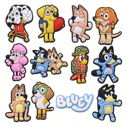 1set/12pcs Colorful And Fun Charms Featuring Bluey, Bingo, And Friends, Perfect For Room Decor, Ideal For DIY Projects, Creative Personalization, And Unique Gift Ideas For Bluey Fans,The Perfect Party