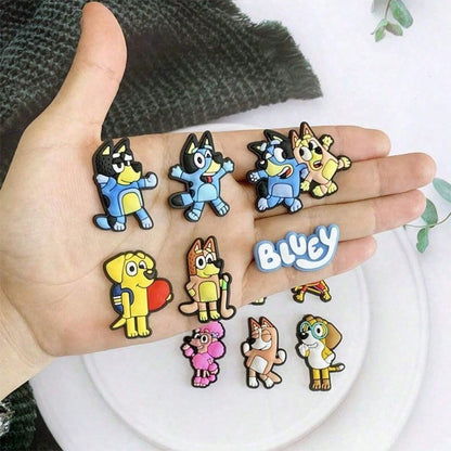 1set/12pcs Colorful And Fun Charms Featuring Bluey, Bingo, And Friends, Perfect For Room Decor, Ideal For DIY Projects, Creative Personalization, And Unique Gift Ideas For Bluey Fans,The Perfect Party