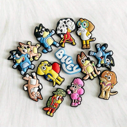 1set/12pcs Colorful And Fun Charms Featuring Bluey, Bingo, And Friends, Perfect For Room Decor, Ideal For DIY Projects, Creative Personalization, And Unique Gift Ideas For Bluey Fans,The Perfect Party