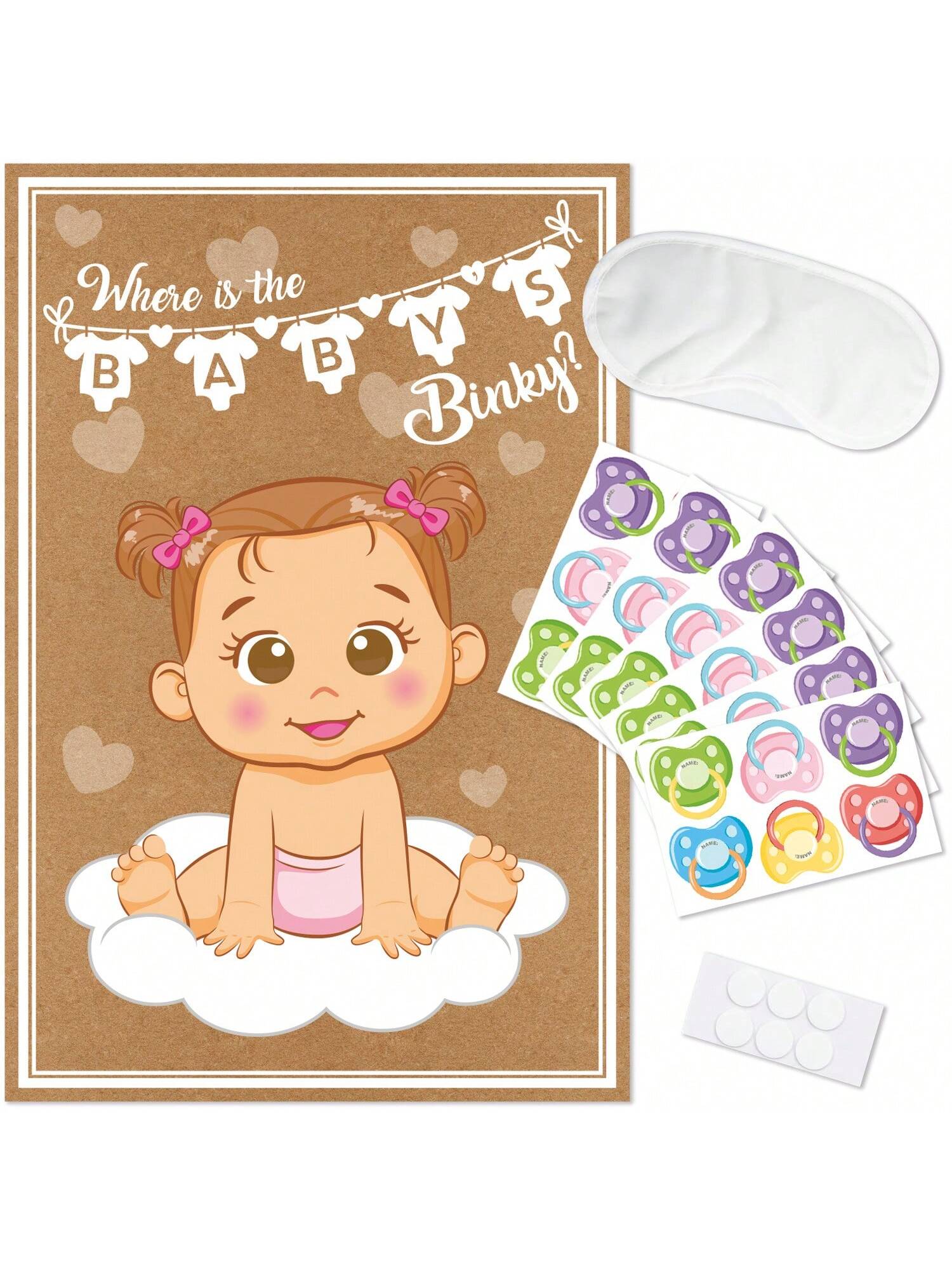 1set/39pcs Attach The Pacifier To The Baby Game- Baby Shower Party Gifts And Games- Attach The Pacifier To The Baby Game