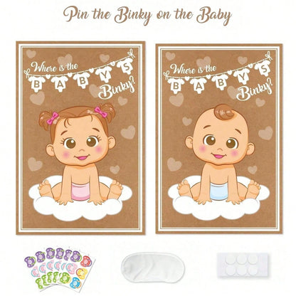 1set/39pcs Attach The Pacifier To The Baby Game- Baby Shower Party Gifts And Games- Attach The Pacifier To The Baby Game