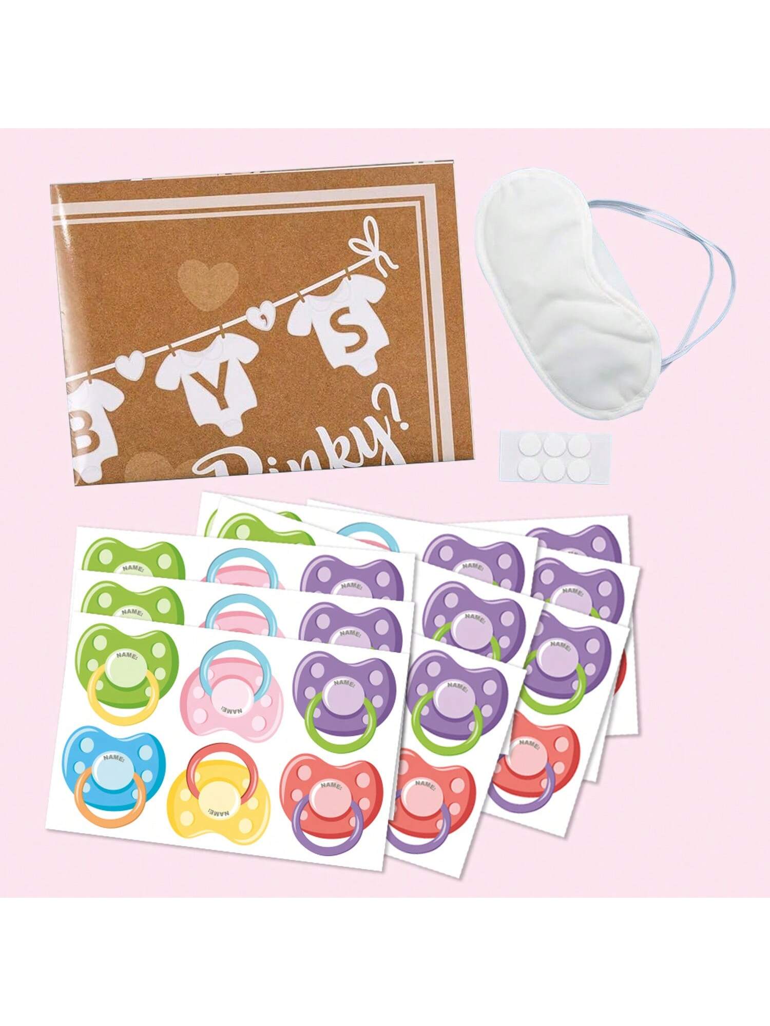 1set/39pcs Attach The Pacifier To The Baby Game- Baby Shower Party Gifts And Games- Attach The Pacifier To The Baby Game
