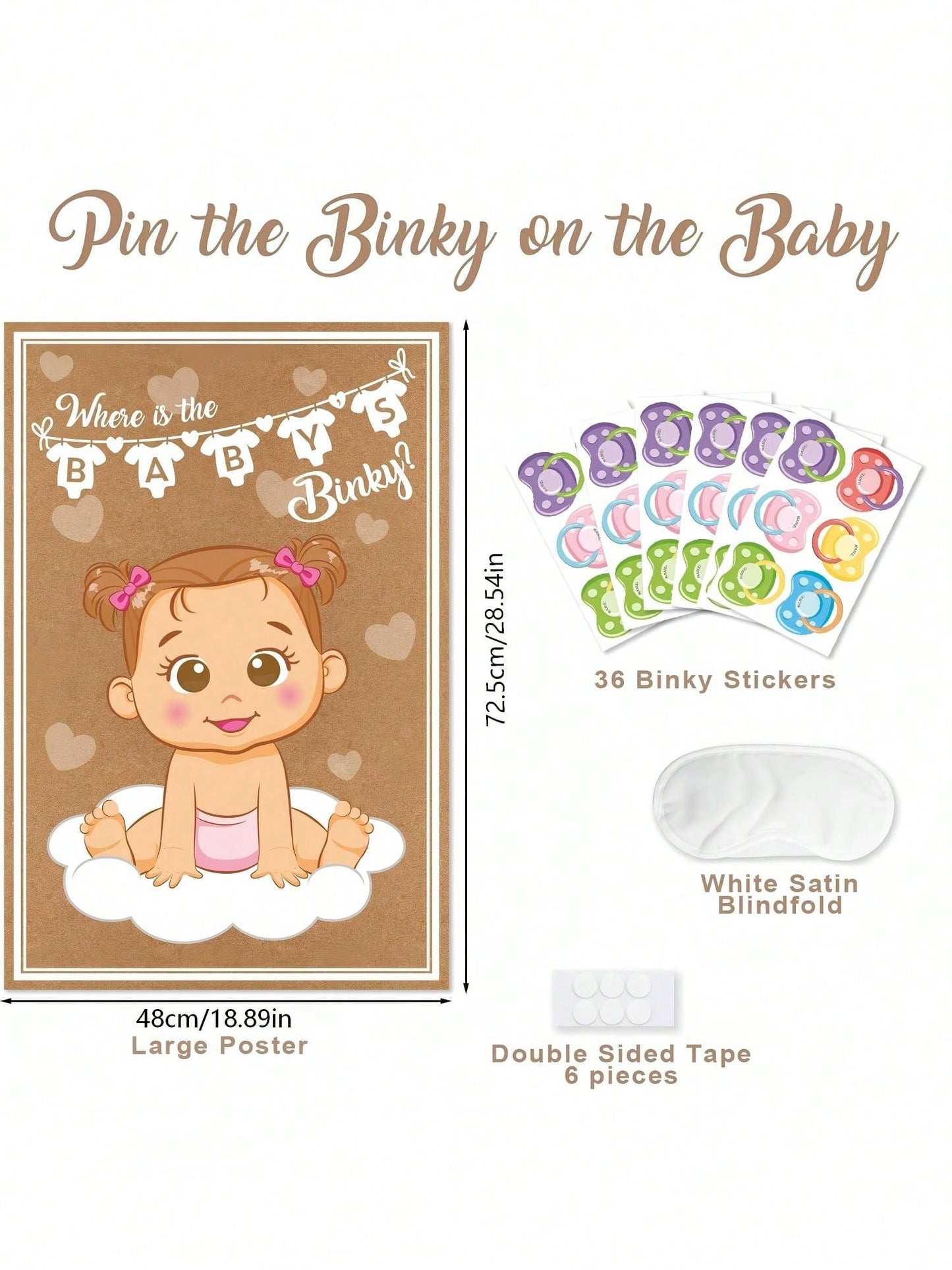 1set/39pcs Attach The Pacifier To The Baby Game- Baby Shower Party Gifts And Games- Attach The Pacifier To The Baby Game