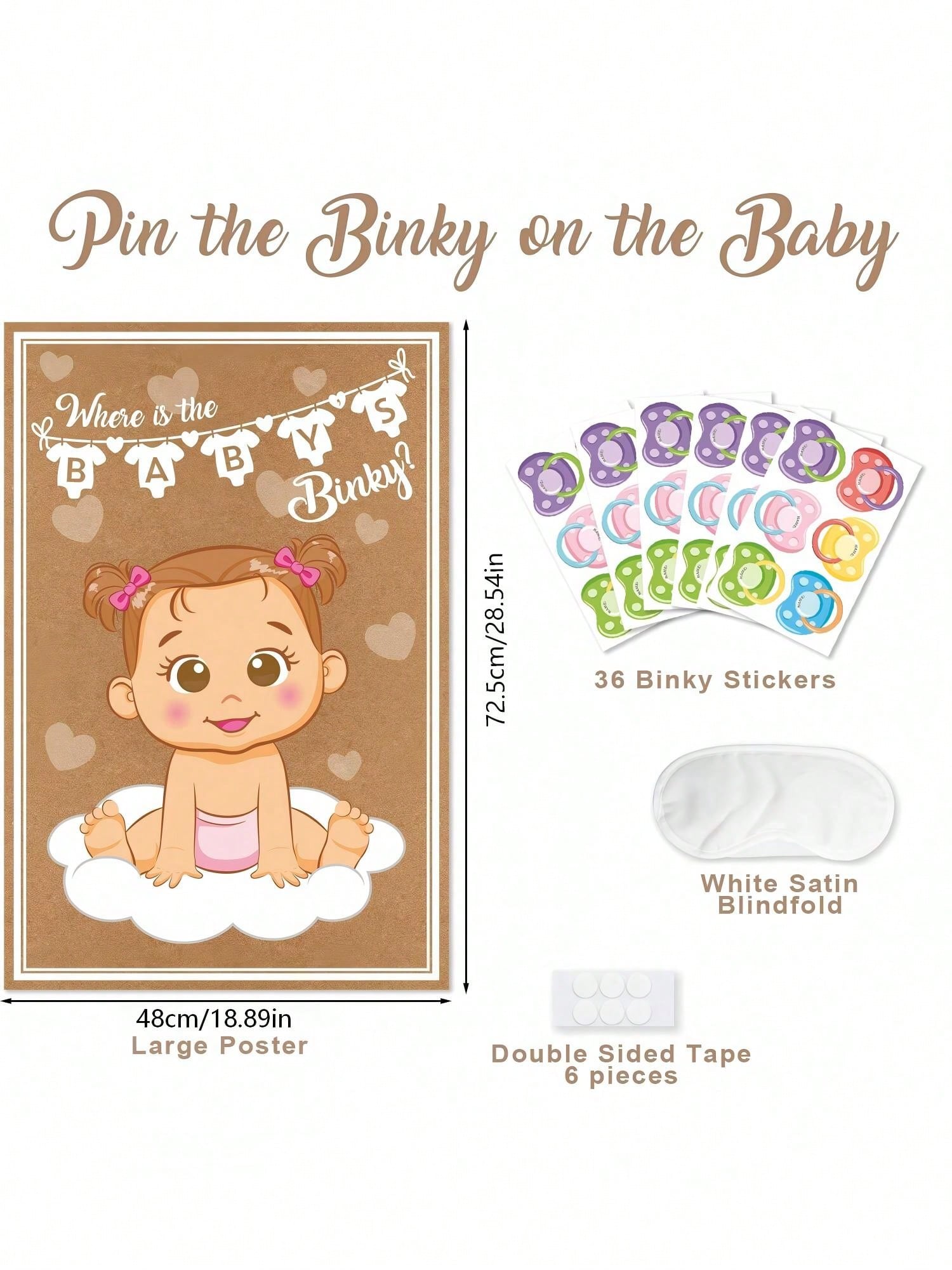 1set/39pcs Attach The Pacifier To The Baby Game- Baby Shower Party Gifts And Games- Attach The Pacifier To The Baby Game