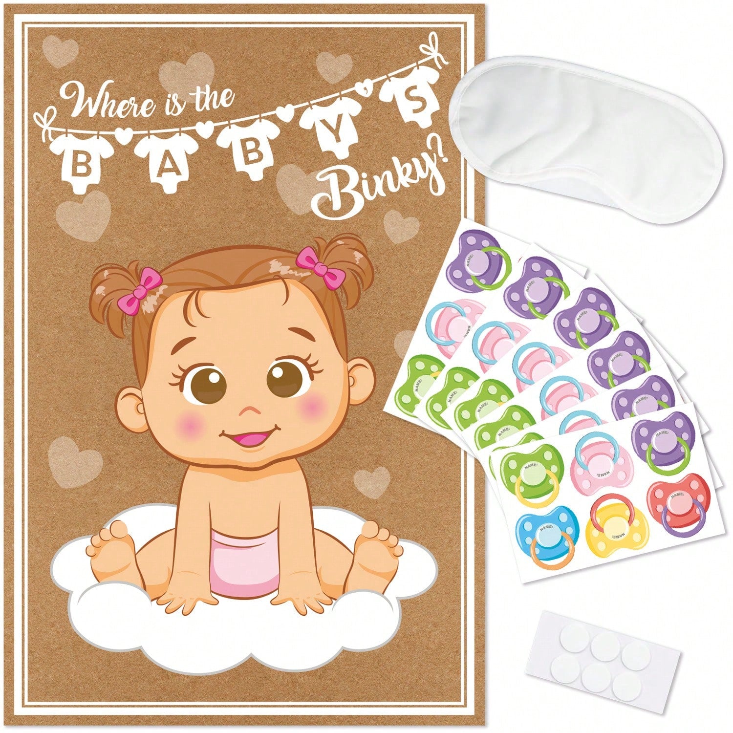 1set/39pcs Attach The Pacifier To The Baby Game- Baby Shower Party Gifts And Games- Attach The Pacifier To The Baby Game