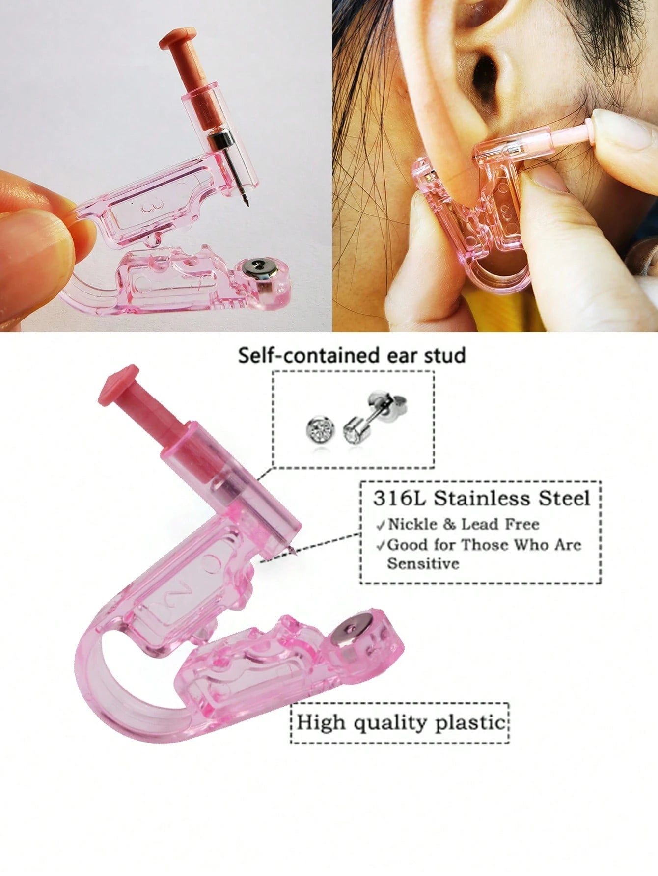 2-10pcs/Set Piercing Kit Asepsis Disposable Sterile Ear Piercing Unit Cartilage Tragus Helix Piercing Gun NO PAIN Nose Piercer Tool
