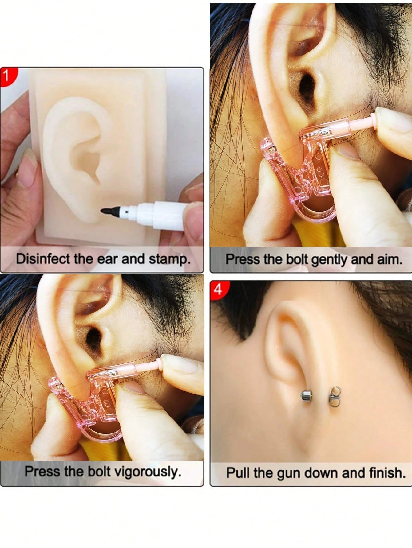 2-10pcs/Set Piercing Kit Asepsis Disposable Sterile Ear Piercing Unit Cartilage Tragus Helix Piercing Gun NO PAIN Nose Piercer Tool