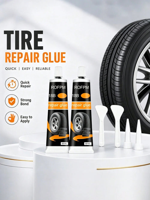 2/4-Piece Tire Repair Adhesive/ Sidewall Repair Glue/ Rubber Bonding Agent; Universal Rubber Glue Suitable For Various Tire Types, Including Bicycles, Passenger Cars, Motorcycles, ATVs, Trucks, And