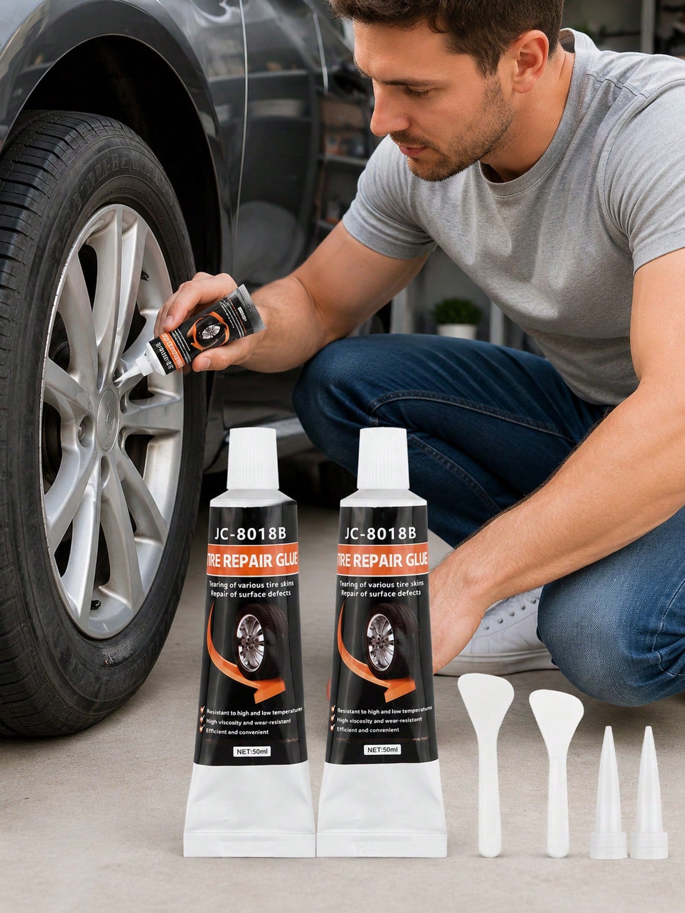 2/4-Piece Tire Repair Adhesive/ Sidewall Repair Glue/ Rubber Bonding Agent; Universal Rubber Glue Suitable For Various Tire Types, Including Bicycles, Passenger Cars, Motorcycles, ATVs, Trucks, And
