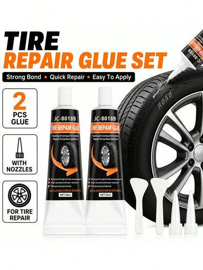 2/4-Piece Tire Repair Adhesive/ Sidewall Repair Glue/ Rubber Bonding Agent; Universal Rubber Glue Suitable For Various Tire Types, Including Bicycles, Passenger Cars, Motorcycles, ATVs, Trucks, And