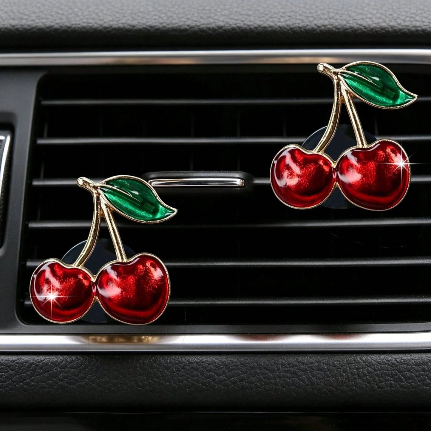 2/4pcs Large Alloy Cherry Car Air Vent Fragrance Clip Cute Fruit Car Air Conditioner Vent Decor Clip Car Interior Air Freshener