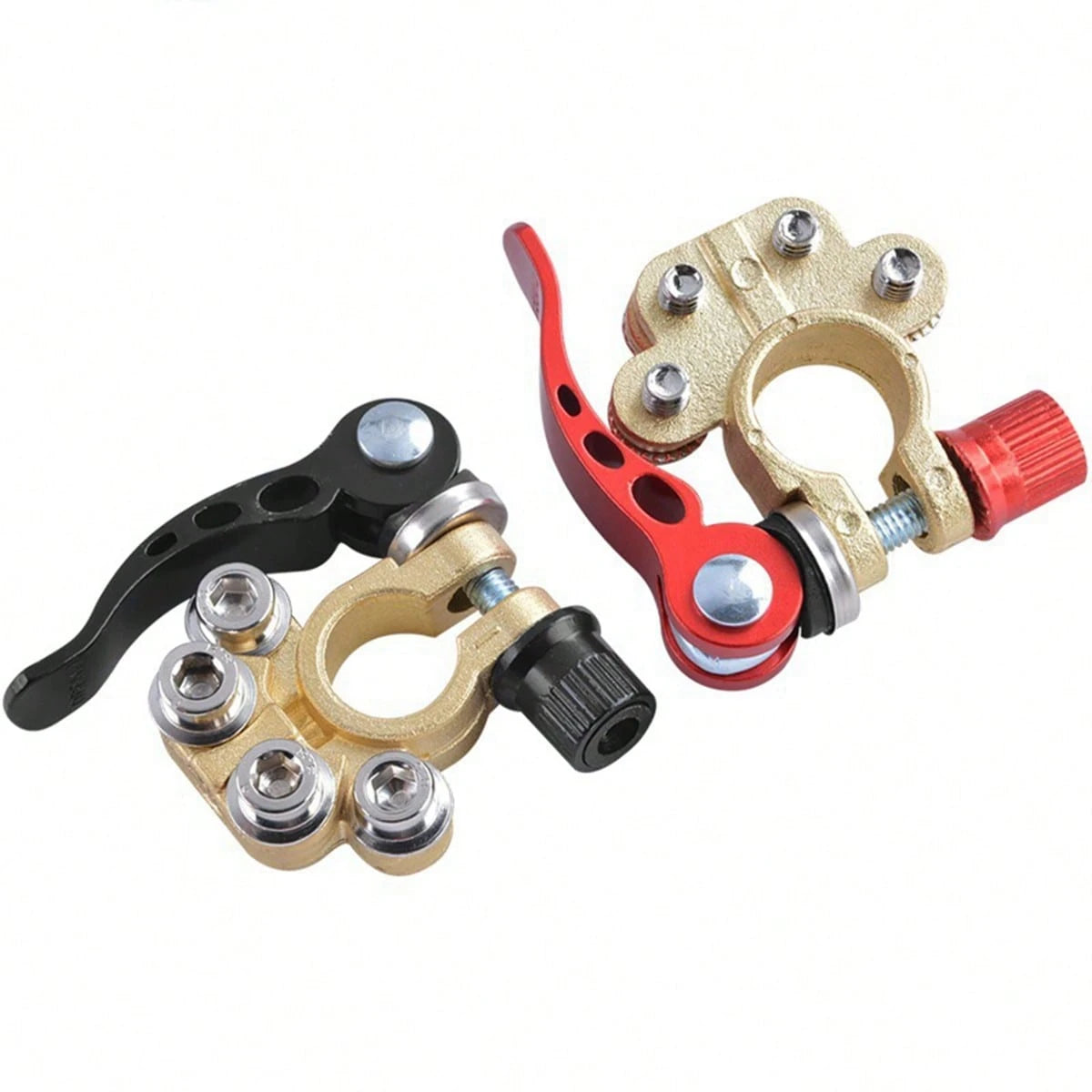 2 Battery Terminal Connectors, 4-Way Quick Release Car Battery Terminal Positive And Negative Battery Clips, Copper, Quick Disconnect Switch Type, Suitable For Cars, Trucks, Buses, RVs