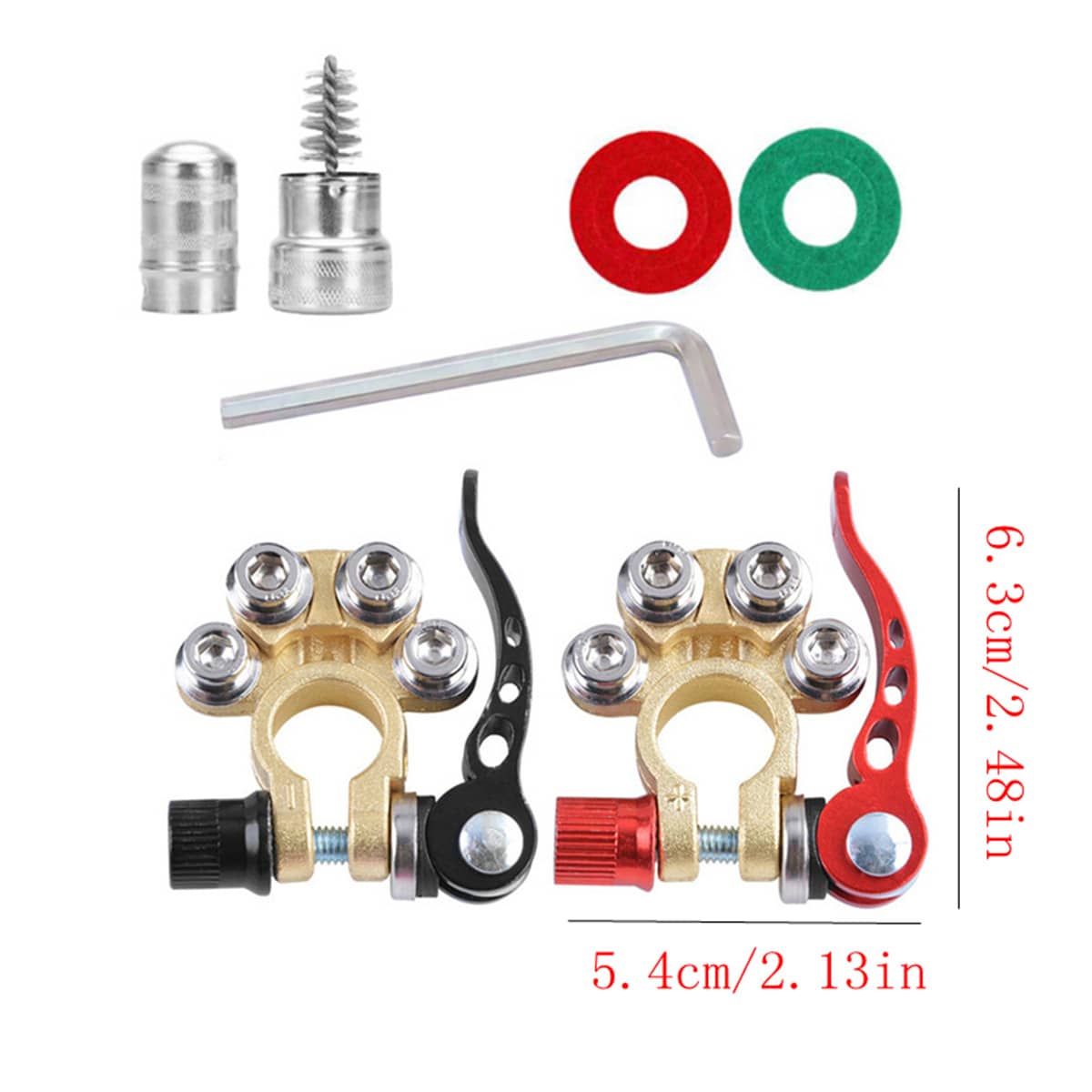 2 Battery Terminal Connectors, 4-Way Quick Release Car Battery Terminal Positive And Negative Battery Clips, Copper, Quick Disconnect Switch Type, Suitable For Cars, Trucks, Buses, RVs