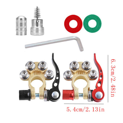 2 Battery Terminal Connectors, 4-Way Quick Release Car Battery Terminal Positive And Negative Battery Clips, Copper, Quick Disconnect Switch Type, Suitable For Cars, Trucks, Buses, RVs