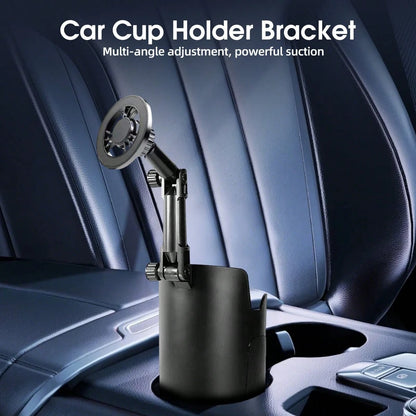 2-In-1 Car Cup Holder Magnetic Phone Mount, 360° Rotation, With Universal Drink Holder