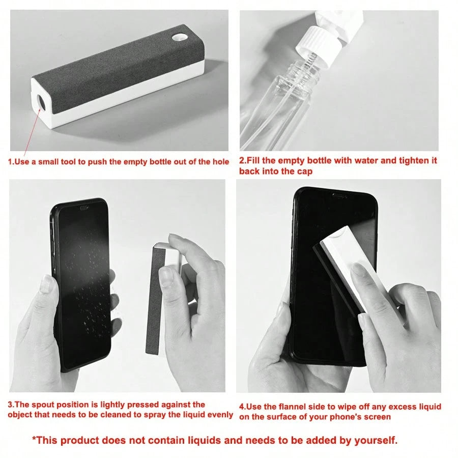 2-In-1 Car Screen Cleaning Cloth & Storage Bottle, Suitable For Cleaning Car Displays, Smartphones, Tablets, Laptops (Empty Bottle, No Cleaning Liquid Included)- Applicable For Car Displays, Smartpho