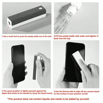 2-In-1 Car Screen Cleaning Cloth & Storage Bottle, Suitable For Cleaning Car Displays, Smartphones, Tablets, Laptops (Empty Bottle, No Cleaning Liquid Included)- Applicable For Car Displays, Smartpho