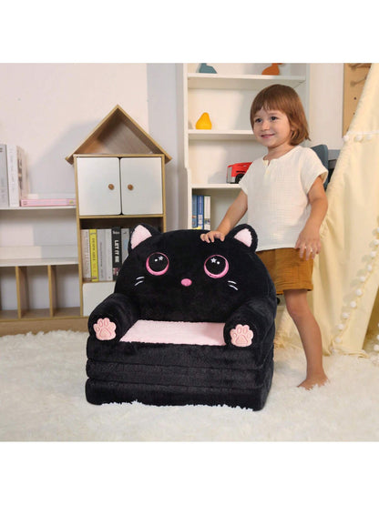 2-In-1 Convertible Kids Couch, Velvet Flip Open Sofa Bed And Lounge Chair, Comfy For Reading And Relaxing