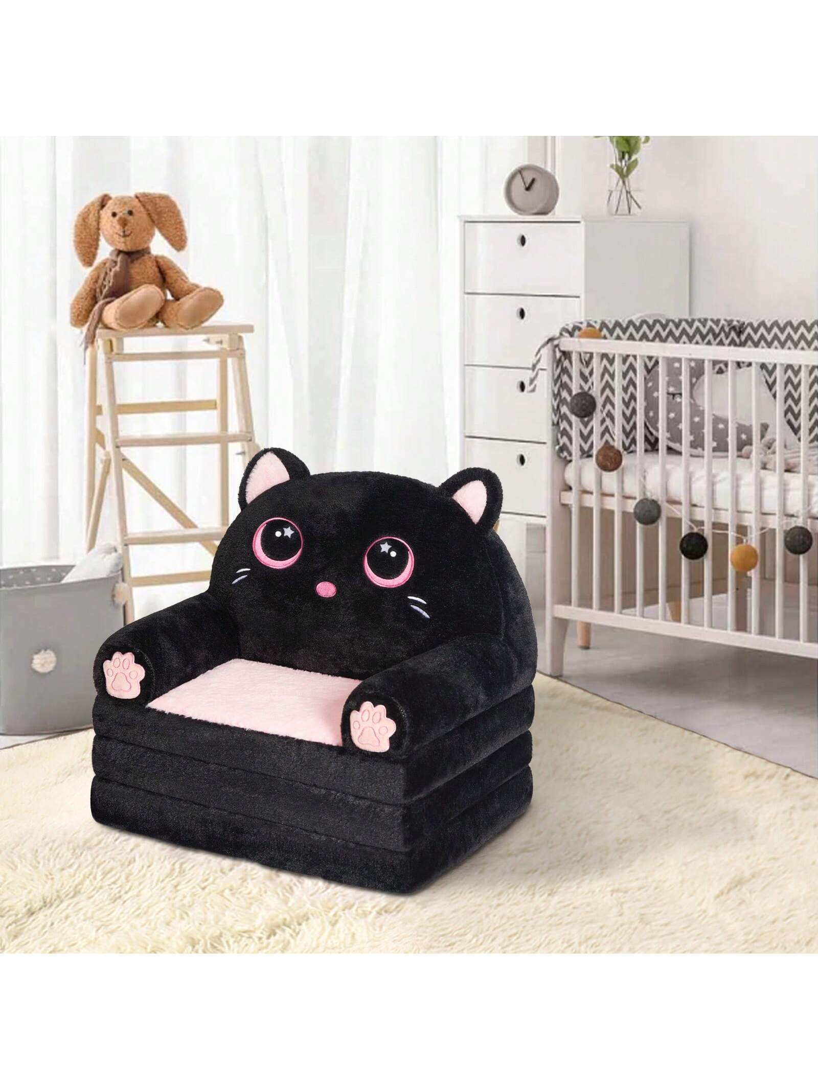 2-In-1 Convertible Kids Couch, Velvet Flip Open Sofa Bed And Lounge Chair, Comfy For Reading And Relaxing