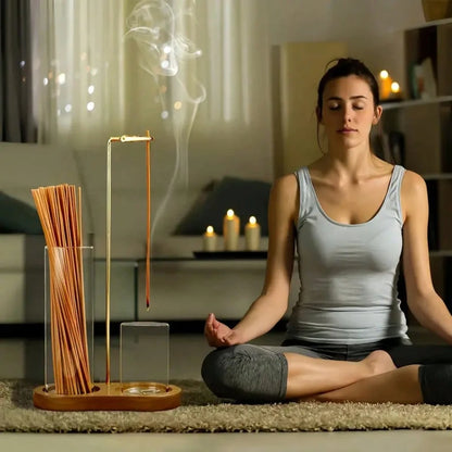 2-In-1 Incense Burner, Anti-Ash Design With Glass Ash Tray And Incense Stick Holder, Suitable For Meditation, Yoga, Spa And Home Decor