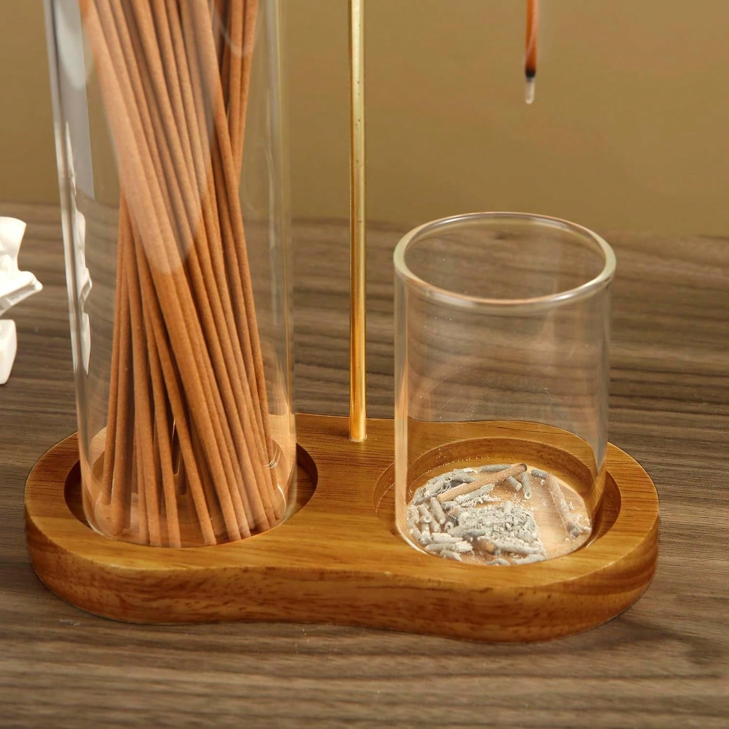 2-In-1 Incense Burner, Anti-Ash Design With Glass Ash Tray And Incense Stick Holder, Suitable For Meditation, Yoga, Spa And Home Decor
